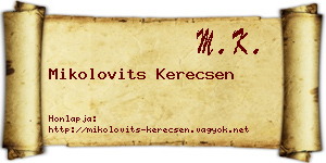 Mikolovits Kerecsen névjegykártya
